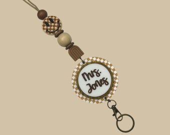 Personalized Lanyard for Keys or ID Badge - ID Badge Lanyard - Beaded Lanyard with Name - Name Lanyard