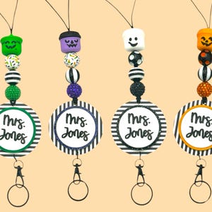 Personalized Lanyard for Keys or ID Badge - ID Badge Lanyard - Beaded Lanyard with Name - Halloween Lanyard - Fall Lanyard