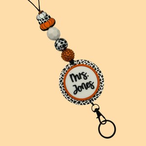 Personalized Lanyard for Keys or ID Badge - ID Badge Lanyard - Beaded Lanyard with Name - Halloween Lanyard - Fall Lanyard