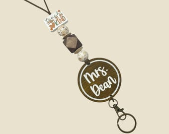 Personalized Lanyard for Keys or ID Badge - ID Badge Lanyard - Beaded Lanyard with Name - Name Lanyard