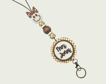 Personalized Lanyard for Keys or ID Badge - ID Badge Lanyard - Beaded Lanyard with Name - Name Lanyard
