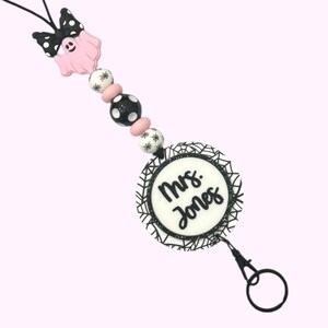 Personalized Lanyard for Keys or ID Badge - ID Badge Lanyard - Beaded Lanyard with Name - Halloween Lanyard - Fall Lanyard