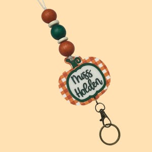 Personalized Lanyard for Keys or ID Badge - ID Badge Lanyard - Beaded Lanyard with Name - Halloween Lanyard - Fall Lanyard
