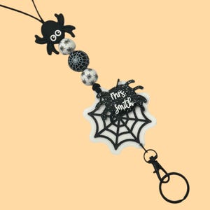 Personalized Lanyard for Keys or ID Badge - ID Badge Lanyard - Beaded Lanyard with Name - Halloween Lanyard - Fall Lanyard