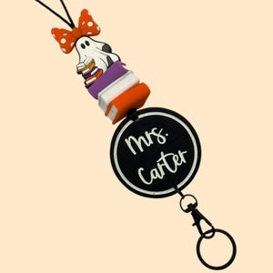 Personalized Lanyard for Keys or ID Badge - ID Badge Lanyard - Beaded Lanyard with Name - Halloween Lanyard - Fall Lanyard