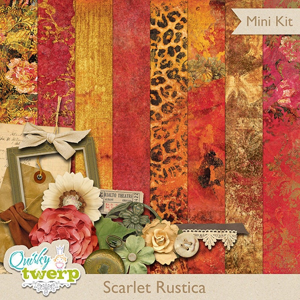 Kit de scrapbooking Digital écarlate Rustica Mini