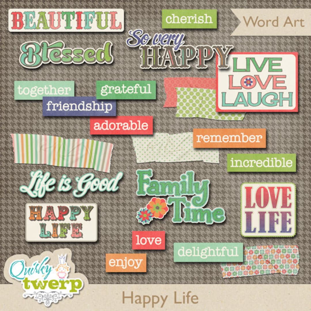 Happy Life Word Art & Patterned Tape 