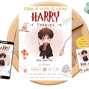 Wizards Birthday Invitation: Magical Party, Canva Template (Digital)