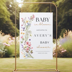 Wildflower Baby Shower Welcome Sign: Editable Template (Digital Download)