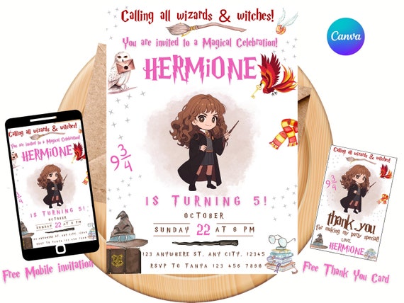 Editable Wizards Birthday Invitation: Magical Party, Canva Template (Digital)