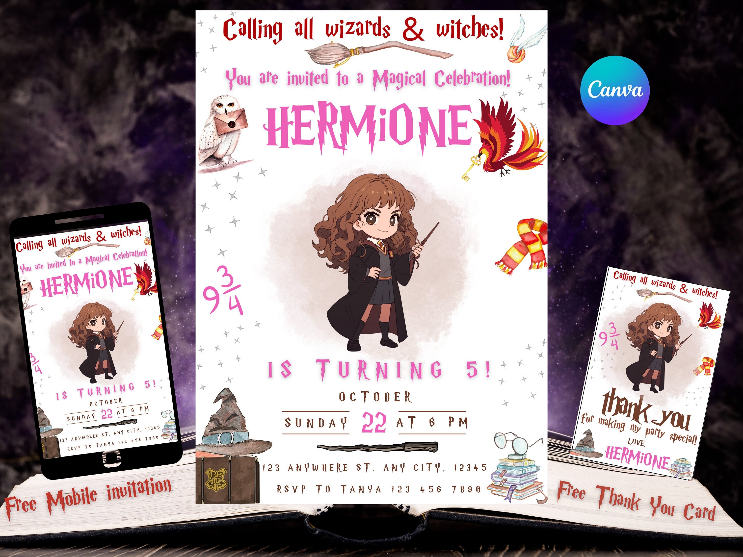 Editable Wizards Birthday Invitation | Magical Birthday Party ...