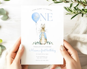 Some Bunny is One Invitation: Boy's 1st Birthday (Digital Template)