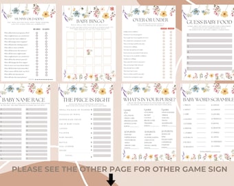 Wildflower Baby Shower Games Bundle: 15 Editable Templates (Digital)
