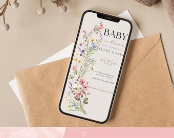 Wildflower Baby Shower Invitation: Floral Baby In Bloom (Digital)