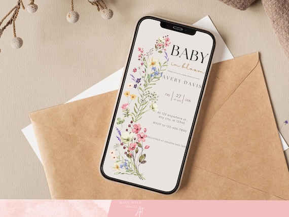 Wildflower Baby Shower Invitation: Floral Baby In Bloom (Digital)
