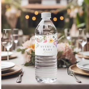 Editable Baby in Bloom Baby Shower Water Bottle Label, Baby in Bloom Water Bottle Label, Wildflower Water Bottle Label, Floral Bottle Label