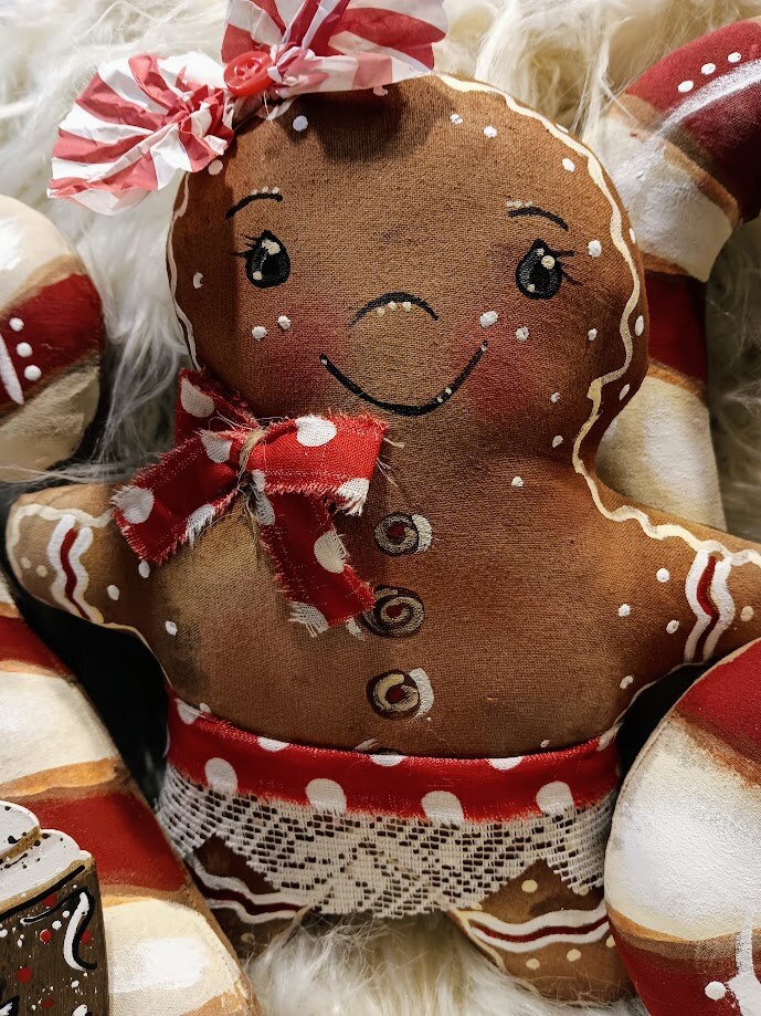 Primitive Gingerbread Boy and Girl With Folk Art Candy Canes Christmas ...