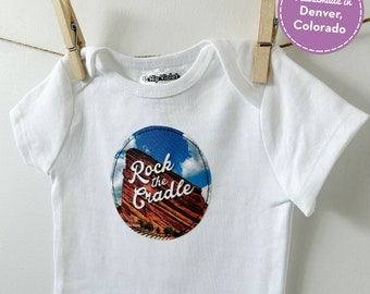 Red Rocks Bodysuit - Rock the Cradle Bodysuit - Red Rocks Amphitheater Baby Gift - Red Rocks Romper - Colorado Baby Gift