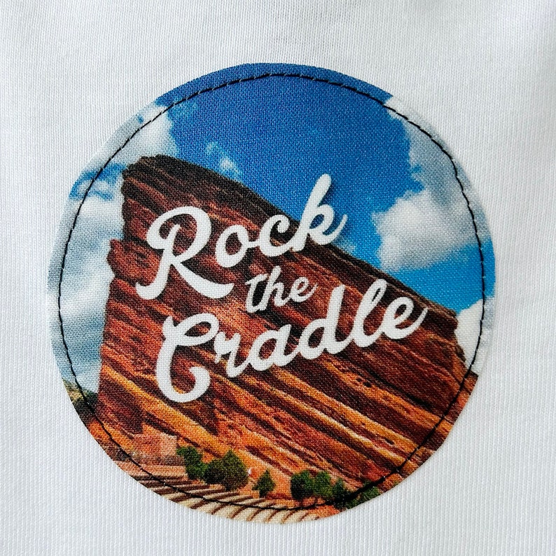 Red Rocks Bodysuit Rock the Cradle Bodysuit Red Rocks Amphitheater Baby Gift Red Rocks Romper Colorado Baby Gift image 4