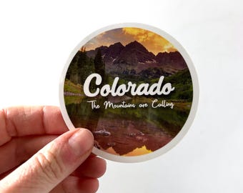 Colorado: The Mountains Are Calling Sticker - Waterproof Mountain Souvenir