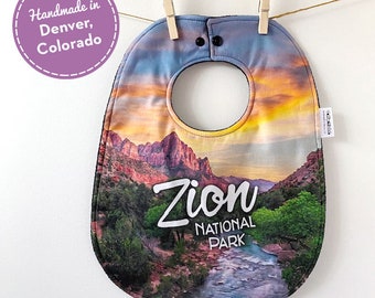 Zion National Park Baby Gift - Zion National Park Baby Bib - National Park Baby Gift - Oversized Baby Bib with Snaps - Gender Neutral Baby