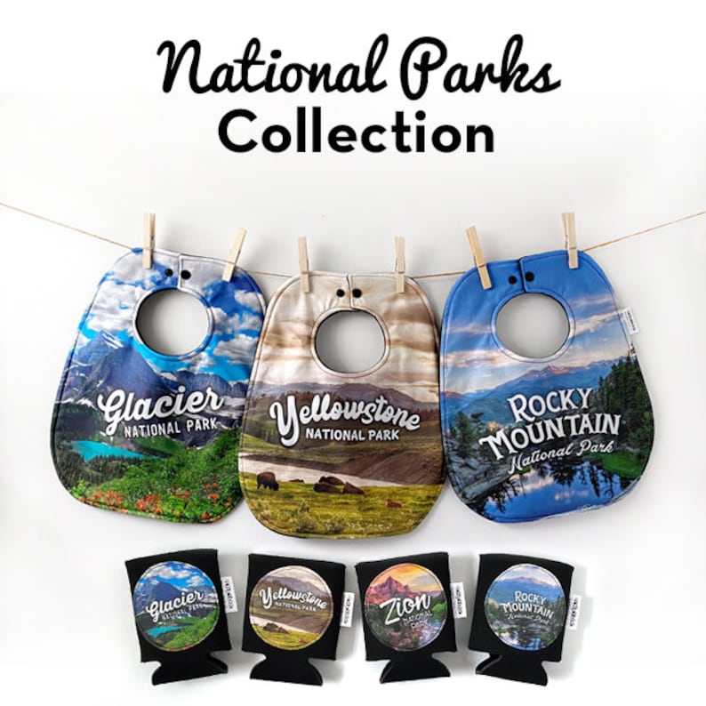 National Parks Baby Gift NPS Baby Bib Traveler Baby Bib Adventure Baby Gift Huge Baby Bib with Snaps image 6