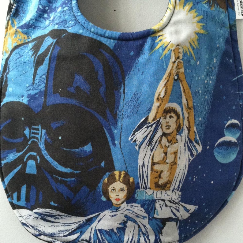 Luke Skywalker Return of the Jedi Darth Vader Princess Leia Baby Gift Star Wars Bib from Vintage Bed Sheets Empire Strikes Back