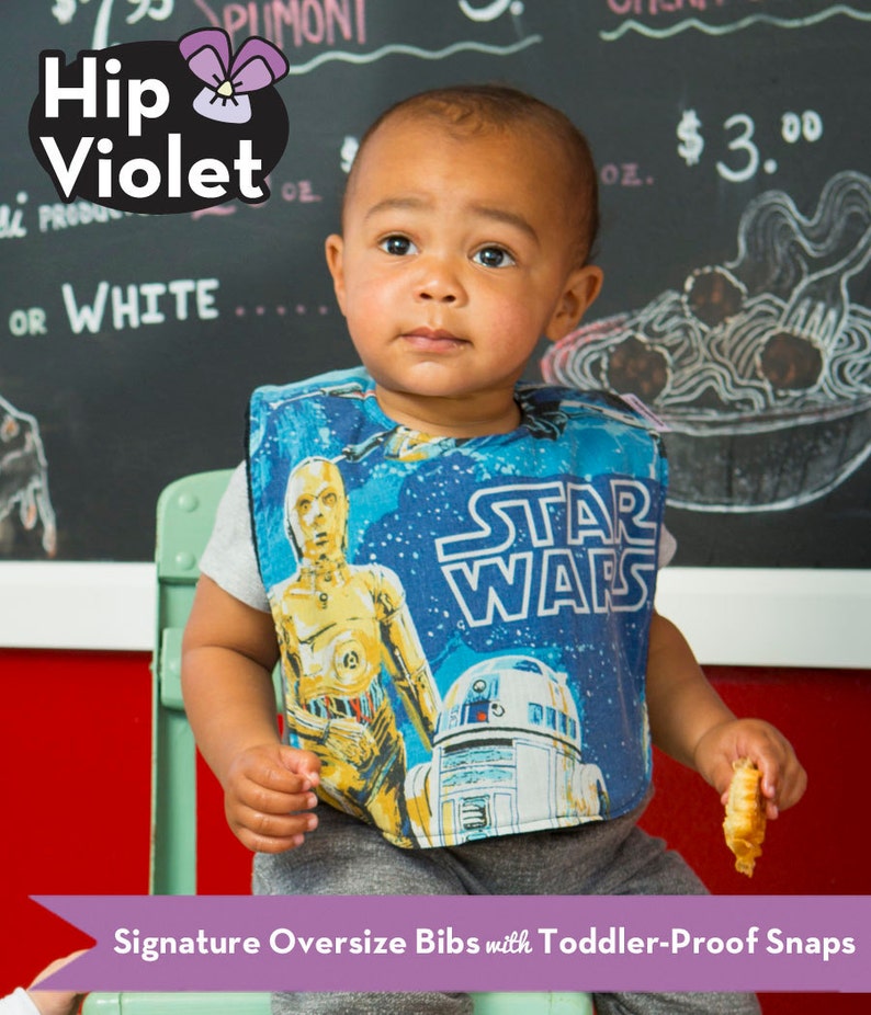 Luke Skywalker Return of the Jedi Darth Vader Princess Leia Baby Gift Star Wars Bib from Vintage Bed Sheets Empire Strikes Back