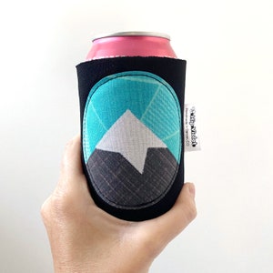 Teal Geometric Mountains Can Cooler - Mountain Gift - Mountain Can Kozy - Teal Mountain Gift