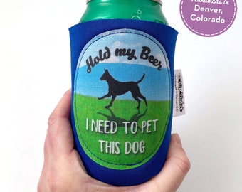 Dog Gift - Dog Birthday Gift - Dog Lover Gift - Hold My Beer I Need to Pet This Dog Can Cooler - Dog Rescue Gift - Animal Lover