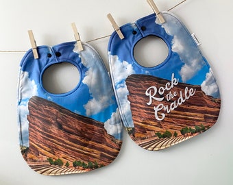 Red Rocks Amphitheater Baby Gift - Red Rocks Baby Bib - Rock the Cradle - Red Rocks Baby Shower