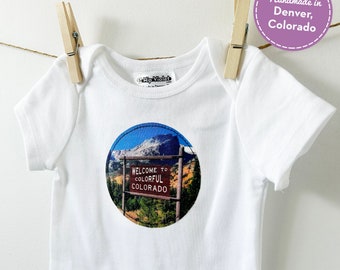 Welcome to Colorful Colorado Baby Bodysuit - Colorado Baby Gift - Welcome to Colorado - Colorado Bodysuit - Colorado Romper