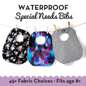 Waterproof Special Needs Bib - 1 Bib - Teen Bib - Adult Bib - Clothing Protector - Waterproof Bib