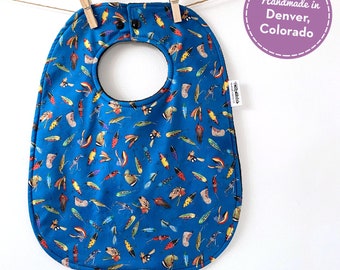 Fishing Baby Gift - Fisherman Baby Bib - FIsh Baby Shower Gift - Fishing Lures Baby Shower Gift - Oversize Bib - Fish Nursery