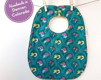Jade Floral Baby Bib: Baby Girl Shower Gift