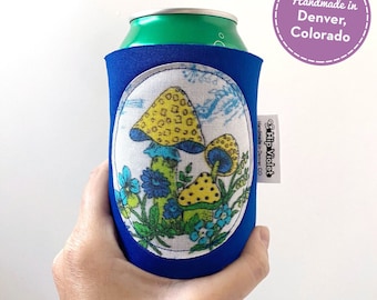 Mushroom Gift - Mushroom Can Cooler - Mushroom Birthday Gift - Mushroom Lover - Mushroom Fan - Vintage Mushrooms - Blue Mushrooms