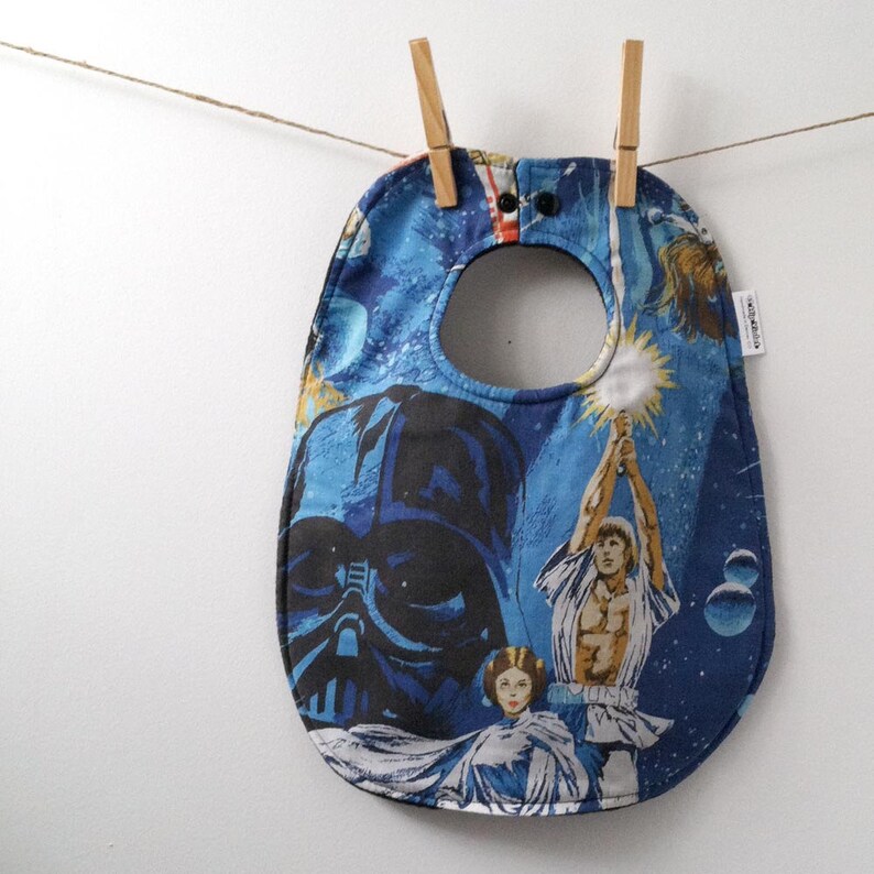 Luke Skywalker Return of the Jedi Darth Vader Princess Leia Baby Gift Star Wars Bib from Vintage Bed Sheets Empire Strikes Back