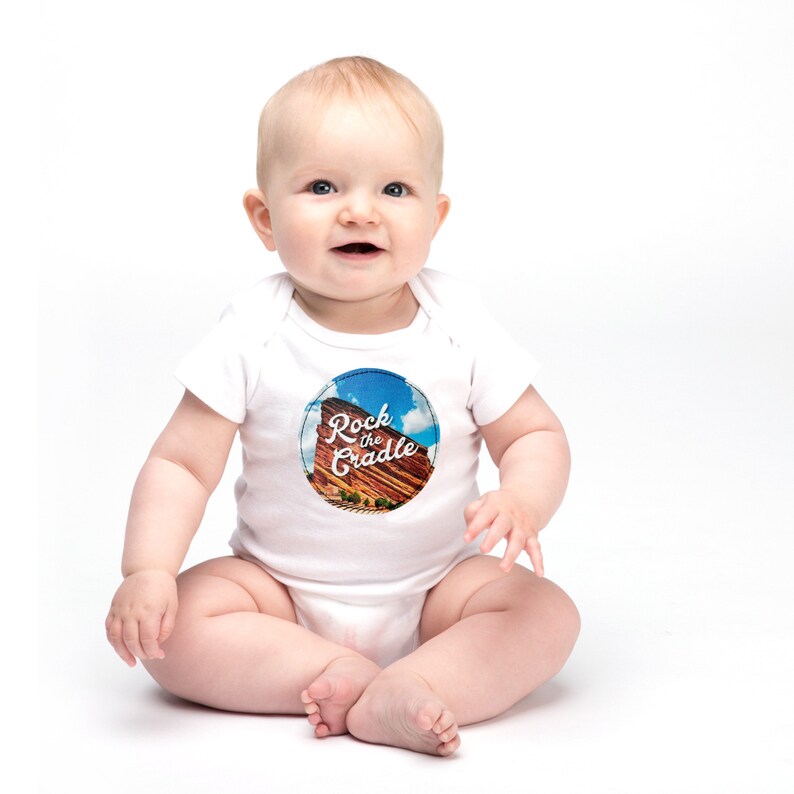 Red Rocks Bodysuit Rock the Cradle Bodysuit Red Rocks Amphitheater Baby Gift Red Rocks Romper Colorado Baby Gift image 2