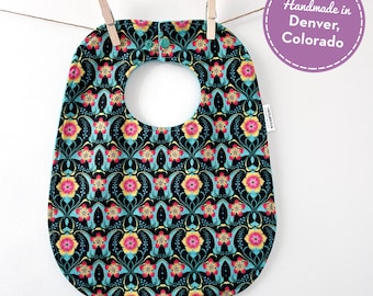 Sea Green Floral Baby Bib: Baby Girl Shower Gift