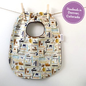 National Parks Baby Gift - NPS Baby Bib - Traveler Baby Bib - Adventure Baby Gift - Huge Baby Bib with Snaps