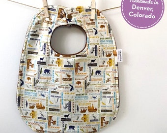 National Parks Baby Gift - NPS Baby Bib - Traveler Baby Bib - Adventure Baby Gift - Huge Baby Bib with Snaps