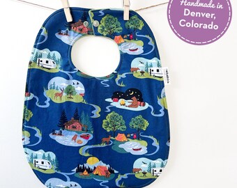 Cotton Baby Bib: Camping Baby Shower Gift