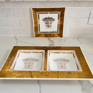 Vintage Georges Briard gouden tarweglazen dienblad: MCM-buffetserver