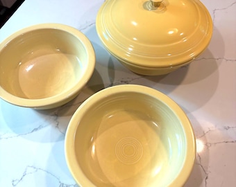 フィエスタウェア イエロー 1987 ラウンドキャセロール皿、クーペスープボウル（単品販売）