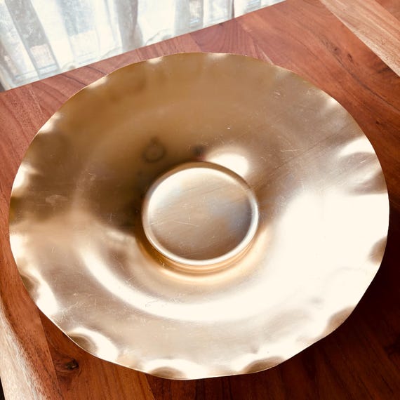 ヴィンテージミラーゴールドアルミボウル：大きなウェーブエッジ