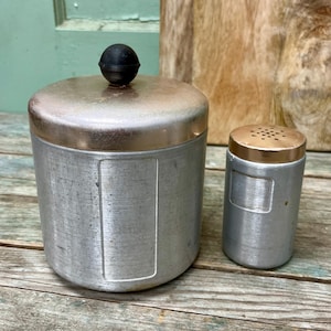 Vintage Spun Aluminum Canister & Shaker Set: Retro Kitchen Decor