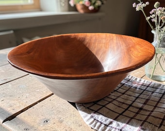 Impresionante ensaladera de madera maciza torneada a mano de 48 cm (19 pulgadas): una pieza de gran valor que se convertirá en una reliquia familiar.