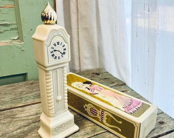 Vintage Avon bottles, Fragrance Hours Grandfather Clock Bottle, Elephant milk glass perfume bottle, FREE SHIPPING GUARANTEE