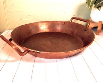 Vintage Hammered Copper Pan: Rustic Kitchen Cookware