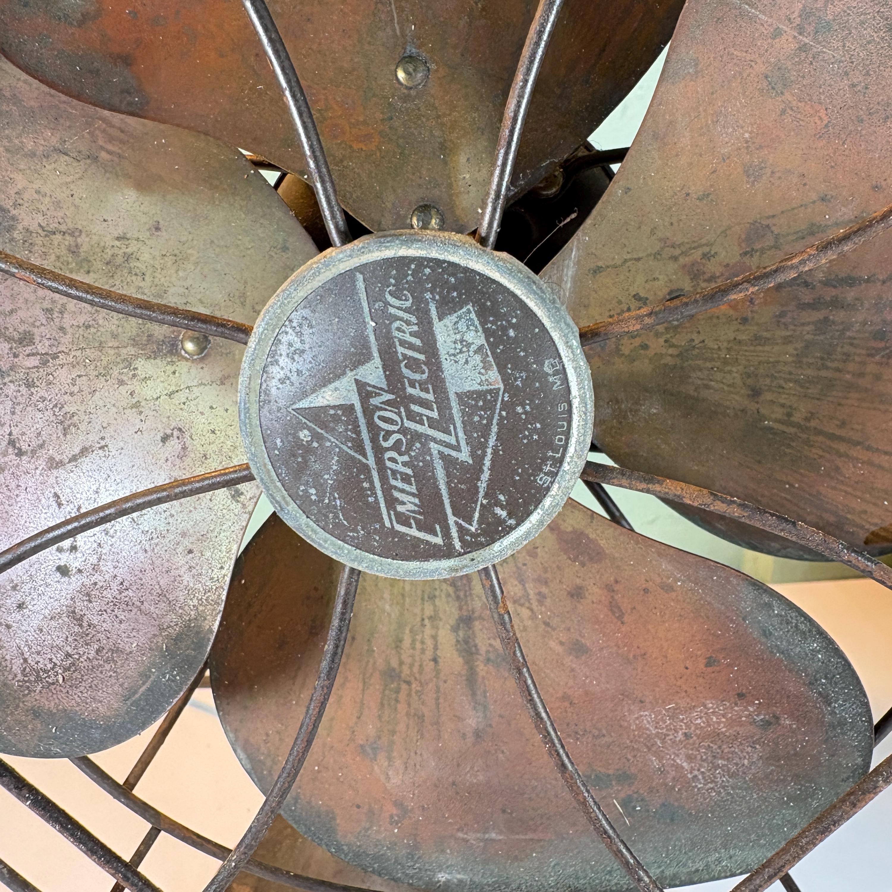 実働】戦前モデル EMERSON 6250-D 10インチ真鍮4枚羽ファン 実働】戦前